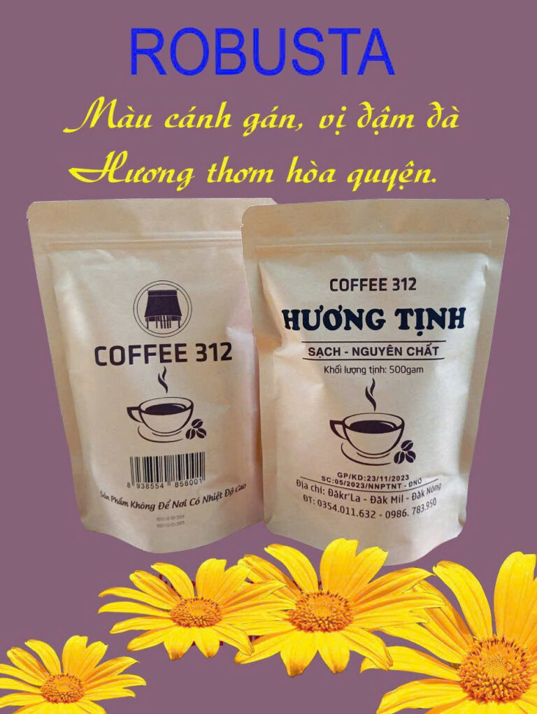 CÀ PHÊ 312 HƯƠNG TỊNH MÀU CÁNH GÁN, VỊ ĐẬM ĐÀ, HƯƠNG THƠM HÒA QUYỆN